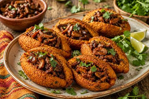 Acarajé – Black-Eyed Pea Fritters with Smoky Mushroom Filling