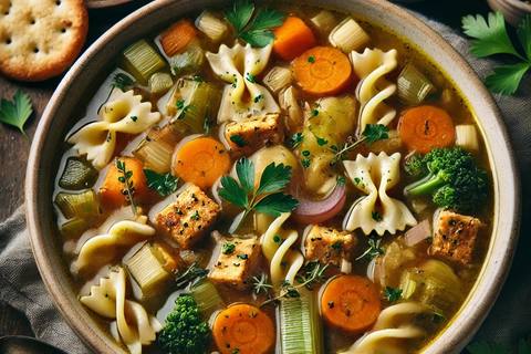 Classic Chicken Vegetable Soup (Vegan Version)