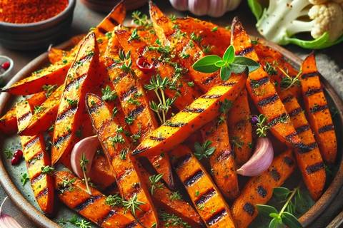 Garlic and Herb Grilled Sweet Potato Fries
