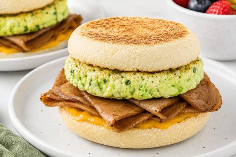 Green "Eggs" & "Ham" Breakfast Sandwiches