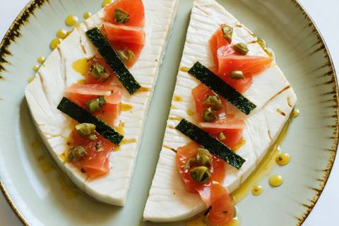 Grilled Sea-Brined Tofu with Tomato-Caper Salsa