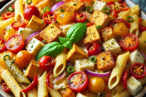 Plant-Based Mozzarella Pasta with Tofu