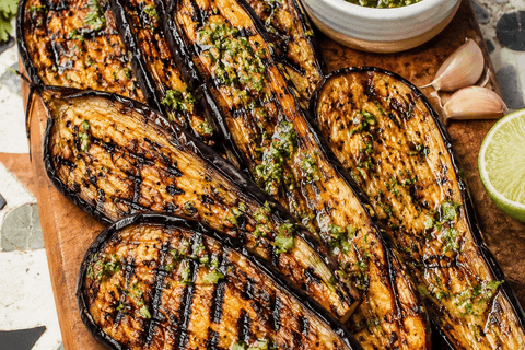 Smoky Roasted Aubergine with Cuban Mojo Sauce