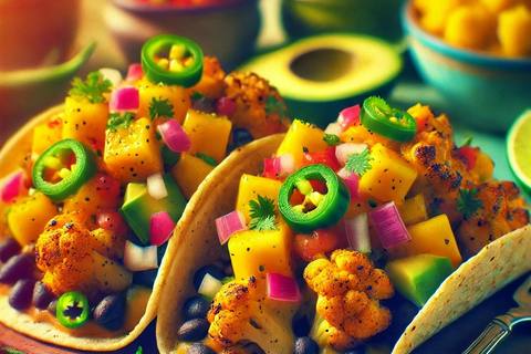 Spicy Cauliflower Tacos with Mango Salsa