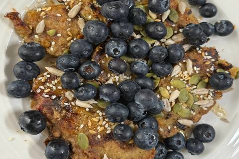 Vegan and Gluten-Free Pancakes with Fruit Garnish