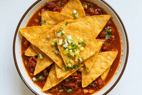 Vegan Red Chilaquiles (Chilaquiles Rojos Mexicanos)