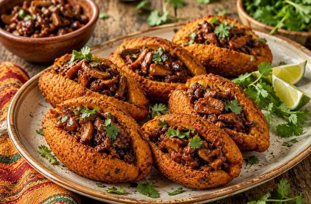 Acarajé – Black-Eyed Pea Fritters with Smoky Mushroom Filling