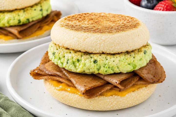 Green "Eggs" & "Ham" Breakfast Sandwiches