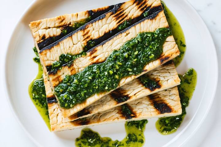 Low FODMAP Chimichurri Tempeh Steaks