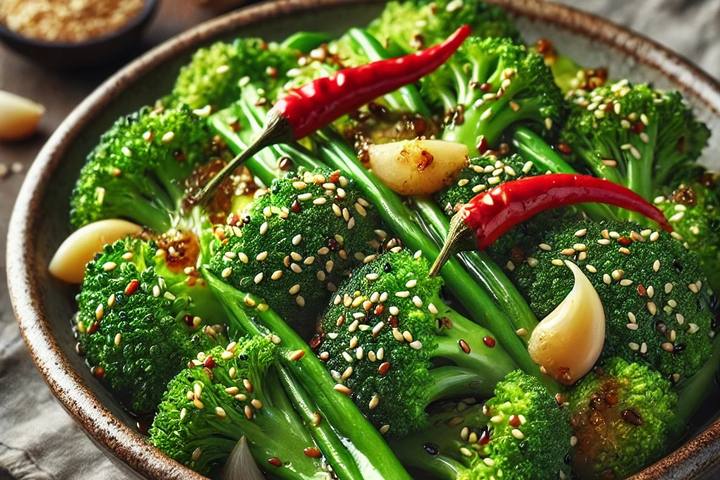 Sesame Broccoli with Ginger and Chili