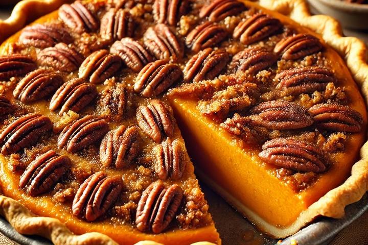 Sweet Potato Pie with Pecan Topping